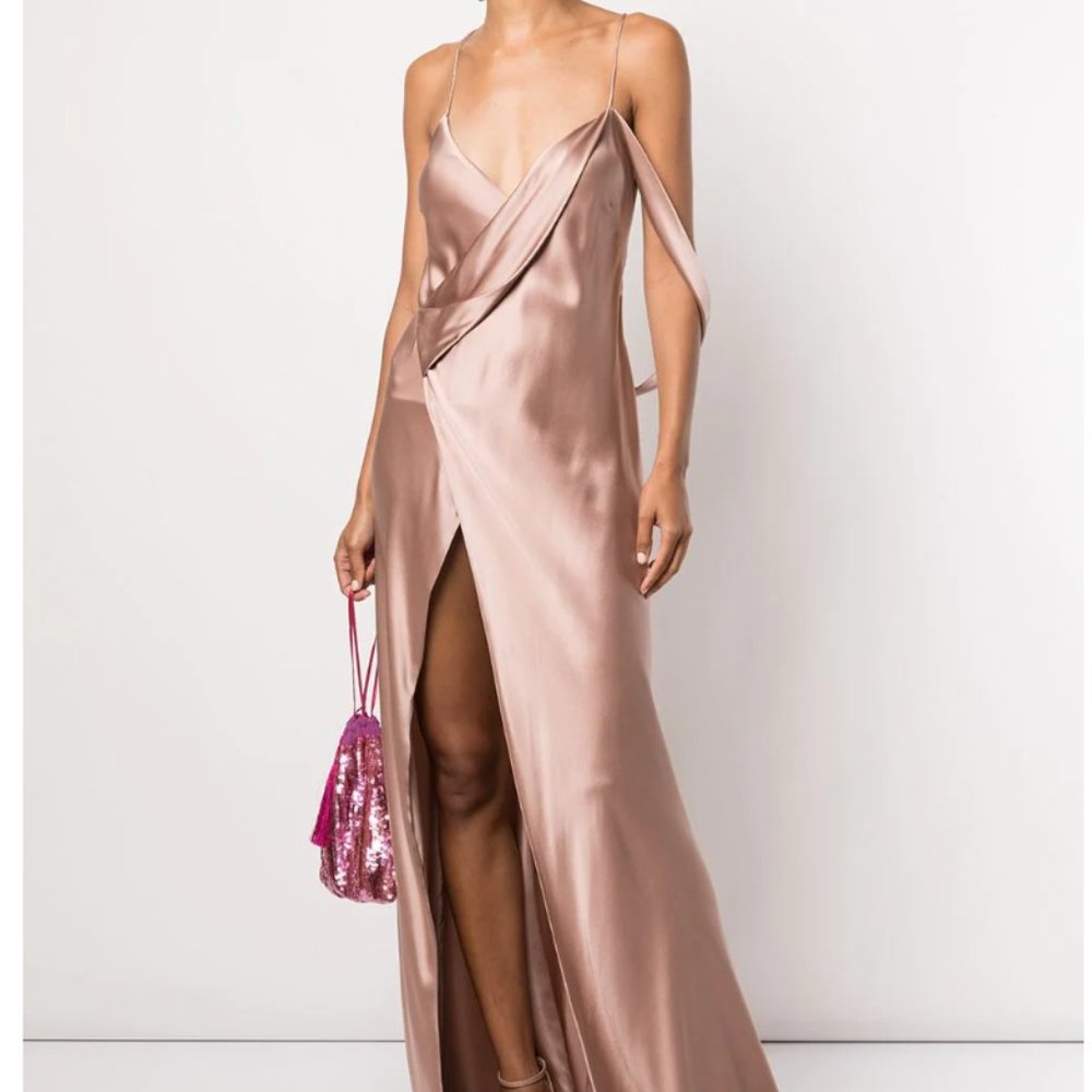 Michelle Mason Silk Wrap floor-length gown